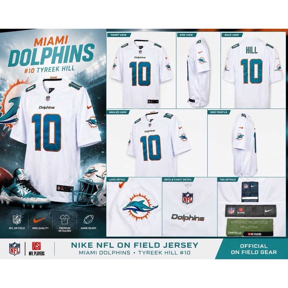 Nike Engineered Tyreek Hill #10 Miami Dolphins White Jersey Men's Small
